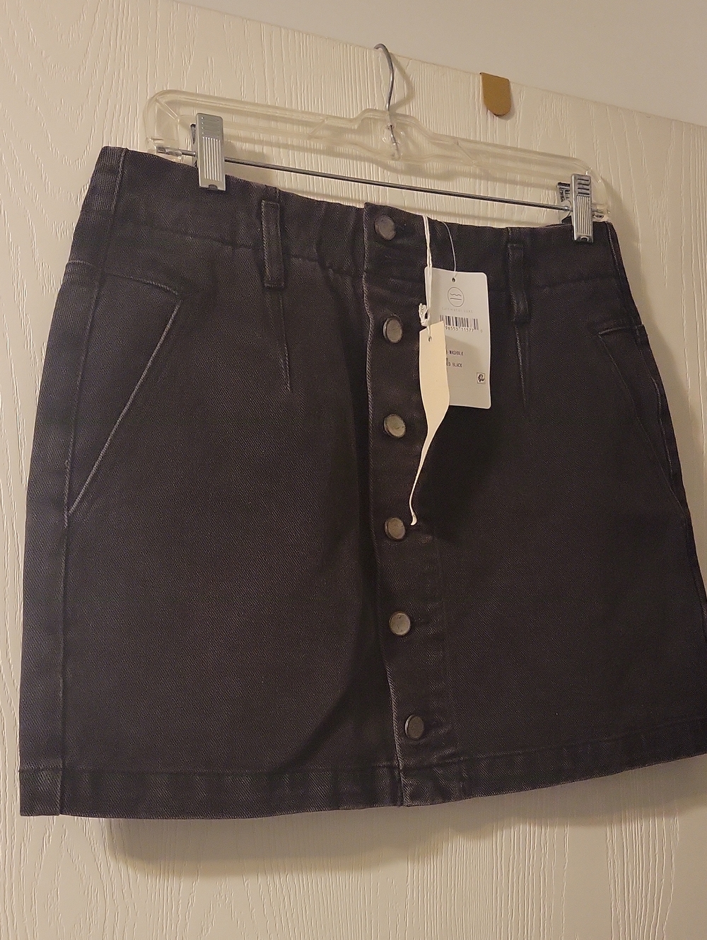 NWT Saltwater LUXE Black Button-Front Denim Mini Skirt